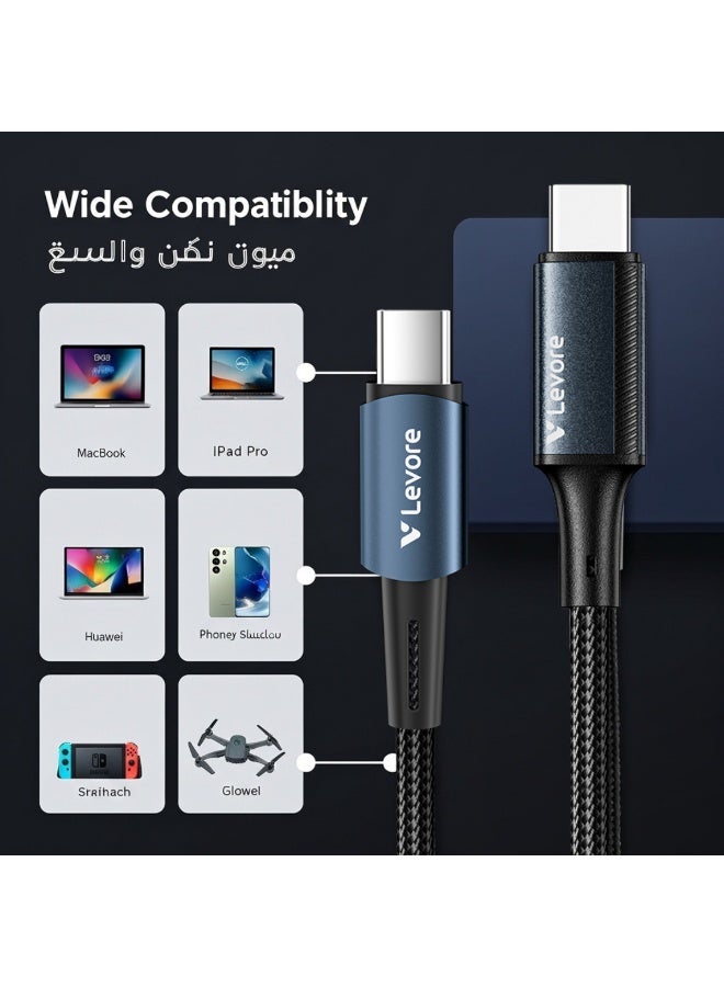 ليفور كابل تايب سي إلى تايب سي مجدول شحن سريع – 1 متر - 100 واط - Image 5